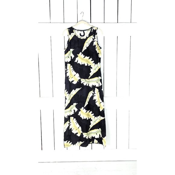 Vintage Tommy Bahama silk tropical leaf sleeveless long column summer dress 8 - Picture 1 of 4